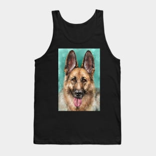 Painting of a an Adorable German Shepherd with its Tongue Out Tank Top